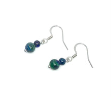 Load image into Gallery viewer, Dainty Azurite & Malachite Drop Earrings