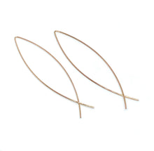 Load image into Gallery viewer, Rose Gold Criss Cross Threader Drop Earrings (Stainless Steel)