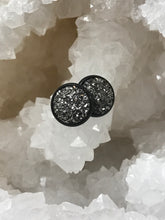 Load image into Gallery viewer, 12mm Gunmetal Druzy Studs