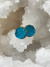 Load image into Gallery viewer, 12mm Ocean Blue Druzy Studs