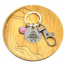 Load image into Gallery viewer, Breast Cancer Survivor Research Keychain (Stainless Steel)