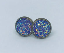 Load image into Gallery viewer, 10mm Purple Druzy Studs