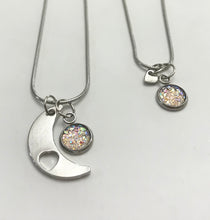 Load image into Gallery viewer, “Love You to the Moon and Back” Mother-Daughter Necklace Set (Stainless Steel)