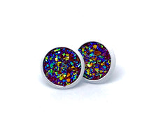 Load image into Gallery viewer, 10mm Dark Pink Druzy Studs