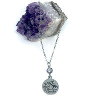 Load image into Gallery viewer, “RAWR! Means I love you in Dinosaur” Birthstone Necklace (Stainless Steel)