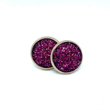Load image into Gallery viewer, 12mm Sangria Shimmer Druzy Studs