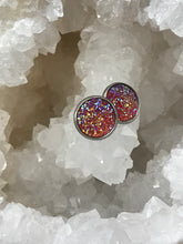 Load image into Gallery viewer, 12mm Raspberry Druzy Studs
