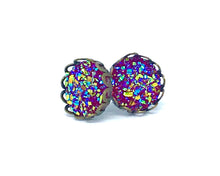 Load image into Gallery viewer, 10mm Dark Pink Druzy Studs