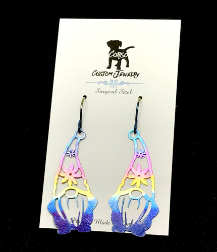 Rainbow Garden Gnome Drop Earrings