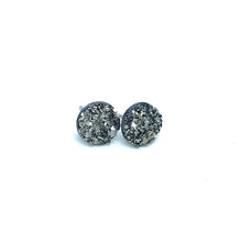 Load image into Gallery viewer, 8mm Gunmetal Druzy Studs