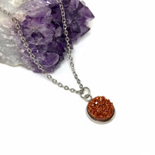 Load image into Gallery viewer, Pumpkin Spice Latte Druzy Necklace (Stainless Steel)