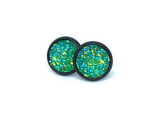 Load image into Gallery viewer, 10mm Green Druzy Studs