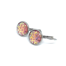 Load image into Gallery viewer, 12mm Bubble Gum Whirlpool Druzy Leverback Drop Earrings (Stainless Steel)