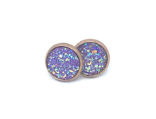 Load image into Gallery viewer, 10mm Purple Druzy Studs
