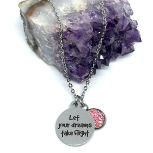 “Let Your Dreams Take Flight” 3-in-1 Necklace (Stainless Steel)