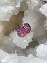 Load image into Gallery viewer, 12mm Pink Druzy Studs