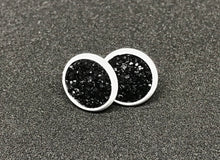 Load image into Gallery viewer, 10mm Black Druzy Studs