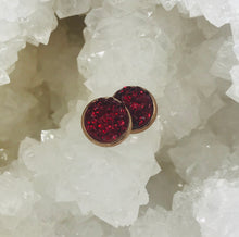 Load image into Gallery viewer, 10mm Merlot Druzy Studs