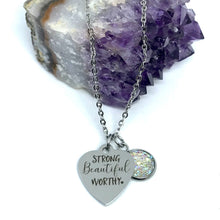 Load image into Gallery viewer, "Strong Beautiful Worthy" 3-in-1 Necklace (Stainless Steel)
