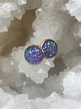 Load image into Gallery viewer, 12mm Purple Druzy Studs