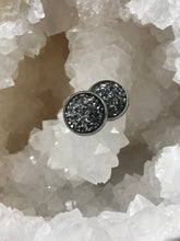 Load image into Gallery viewer, 12mm Gunmetal Druzy Studs