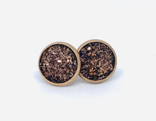 Load image into Gallery viewer, 10mm Chocolate Druzy Studs