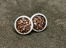 Load image into Gallery viewer, 10mm Chocolate Druzy Studs