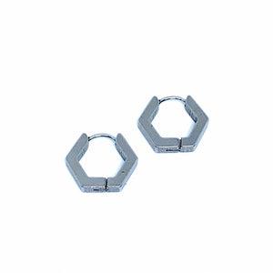 Hexagon Sleeper Hoop Earrings (Stainless Steel)