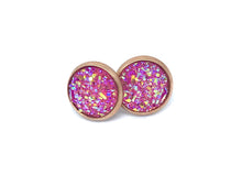 Load image into Gallery viewer, 10mm Pink Druzy Studs