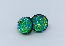 Load image into Gallery viewer, 12mm Tropical Green Druzy Studs