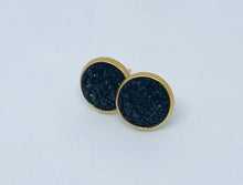 Load image into Gallery viewer, 10mm Black Druzy Studs