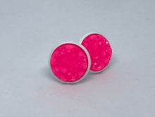 Load image into Gallery viewer, 12mm Neon Pink Druzy Studs