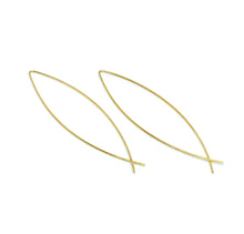 Load image into Gallery viewer, Gold Criss Cross Threader Drop Earrings (Stainless Steel)