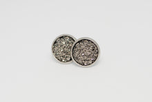Load image into Gallery viewer, 10mm Gunmetal Druzy Studs