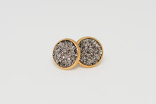 Load image into Gallery viewer, 10mm Gunmetal Druzy Studs