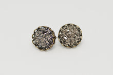 Load image into Gallery viewer, 10mm Gunmetal Druzy Studs
