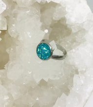 Load image into Gallery viewer, 10mm Lake Blue Druzy Ring (Stainless Steel) - Size 7 Only