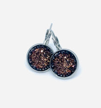 Load image into Gallery viewer, 12mm Chocolate Druzy Leverback Drop Earrings (Stainless Steel)