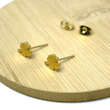 Load image into Gallery viewer, Gold Lucky Clover Studs