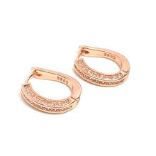 Load image into Gallery viewer, Rose Gold Adira Sleeper Hoop Earrings (Sterling Silver)