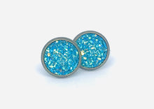 Load image into Gallery viewer, 10mm Lake Blue Druzy Studs