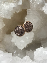 Load image into Gallery viewer, 12mm Chocolate Druzy Studs
