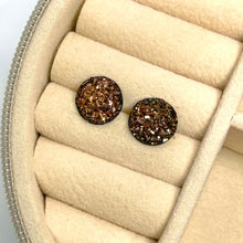 Load image into Gallery viewer, 10mm Chocolate Druzy Studs