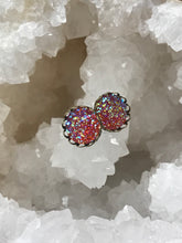 Load image into Gallery viewer, 12mm Raspberry Druzy Studs