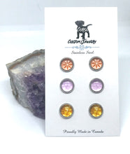 Load image into Gallery viewer, Snowflake 8mm Stud Trio (Stainless Steel)