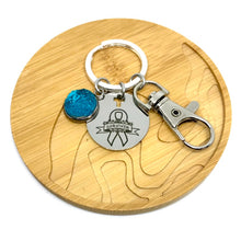Load image into Gallery viewer, Ovarian Cancer Survivor Research Keychain (Stainless Steel)