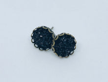 Load image into Gallery viewer, 10mm Black Druzy Studs