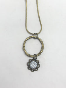 Floral Hoop Necklace (Antique Bronze)