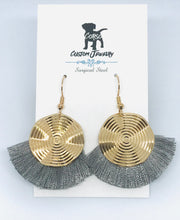Load image into Gallery viewer, Grey Wave Tassel Drop Earrings (Surgical Steel)