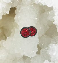 Load image into Gallery viewer, 8mm Red Druzy Studs